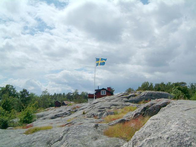 Beautiful Swedish house and flag